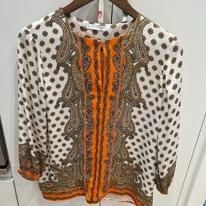 Elie Tahari Isa Paisly Print Silk Top- Sz Sm